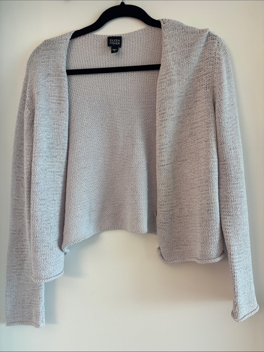 Eileen Fisher Lavender Gray Open-Front Cropped Cardigan